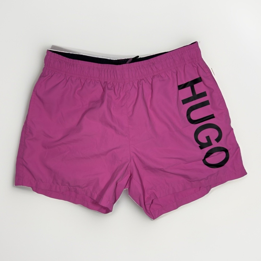 HUGO by Hugo Boss Men's Pink Swim Shorts Logo Board Shorts Size L